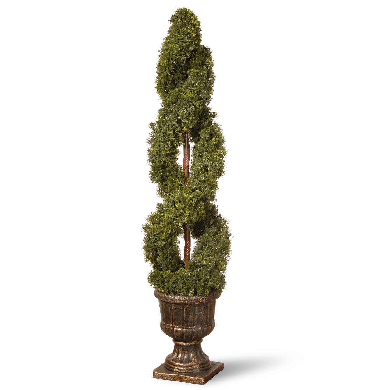 54&#x22; Double Cedar Spiral Tree with Decorative Urn